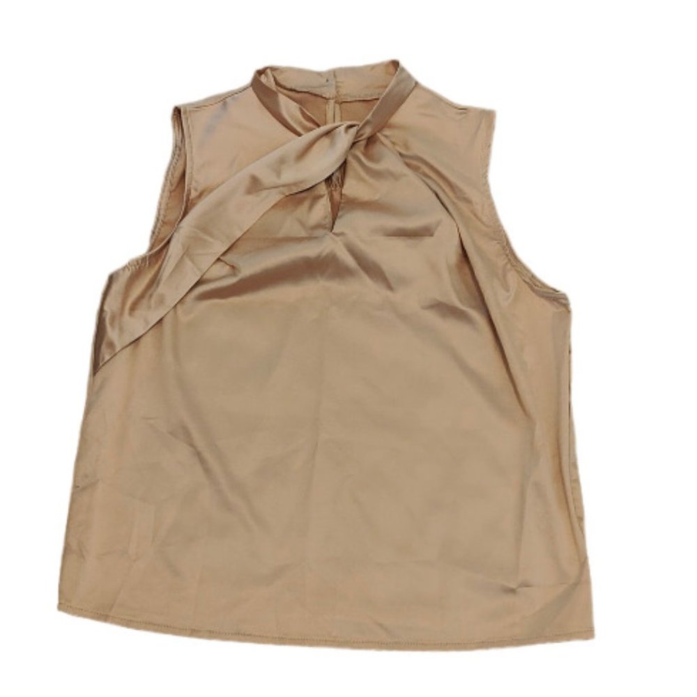 Women's Unity Twist Front Keyhole Satin Shirt
